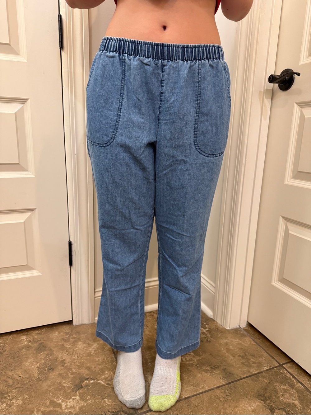 Loose denim vintage jogger lightweight jeans elastic waist